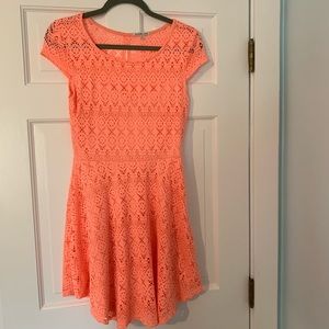 peach lace skater dress from charlotte russe (m)